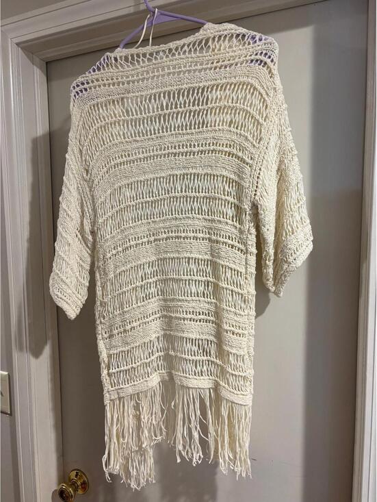 American Eagle Boho Crochet Fringe Cardigan XS Kimono Festival Beach Cover Up - Picture 5 of 5